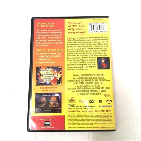 Vintage MGM Secret Of Nihm 1982 DVD - Picture 2 of 3